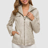Veste en cuir pour femmes - design à capuche tendance avec doublure chaude