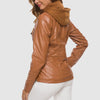 Veste en cuir pour femmes - design à capuche tendance avec doublure chaude