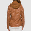 Veste en cuir pour femmes - design à capuche tendance avec doublure chaude