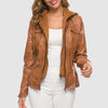 Veste en cuir pour femmes - design à capuche tendance avec doublure chaude