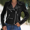 Veste en cuir style biker - blouson zippé tendance pour femmes