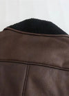 Veste en cuir synthétique - manteau élégant couleur café foncé pour femmes