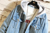 Veste en denim avec capuche amovible - vêtement chic pour femmes