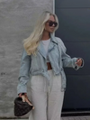 Veste en denim courte - élégante veste en jean bleu clair pour femmes