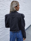 Veste en denim - élégante veste cropped pour femmes avec manches ballon