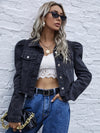 Veste en denim - élégante veste cropped pour femmes avec manches ballon