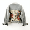 Veste en denim florale - veste vintage stylée pour femmes