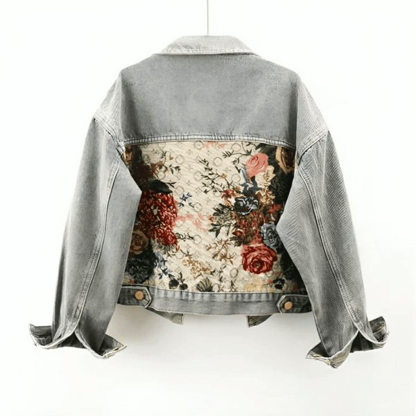 Veste en denim florale - veste vintage stylée pour femmes