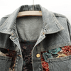 Veste en denim florale - veste vintage stylée pour femmes