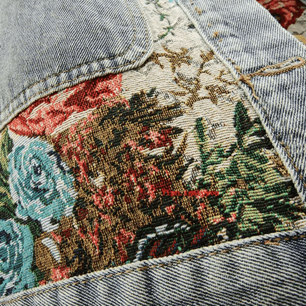 Veste en denim florale - veste vintage stylée pour femmes