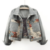 Veste en denim florale - veste vintage stylée pour femmes