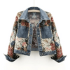 Veste en denim florale - veste vintage stylée pour femmes