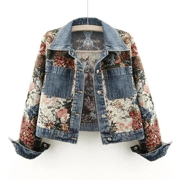 Veste en denim florale - veste vintage stylée pour femmes