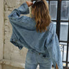 Veste en denim - spijkerjasje vintage casual pour femme en bleu clair