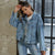 Veste en denim - spijkerjasje vintage casual pour femme en bleu clair