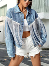 Veste en denim - tendance bleue avec détails en franges pour femmes