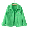 Veste en denim vert - vêtement décontracté tendance pour femmes