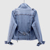Veste en denim - veste biker cropped bleue tendance pour femmes