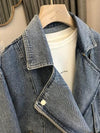 Veste en denim - veste biker cropped bleue tendance pour femmes