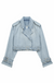 Veste en jean biker - manteau en denim bleu pour femme à la coupe moderne