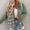 Veste en jean femme - veste oversize avec détail à carreaux tendance