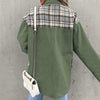 Veste en jean femme - veste oversize avec détail à carreaux tendance