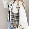 Veste en jean femme - veste oversize avec détail à carreaux tendance