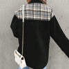 Veste en jean femme - veste oversize avec détail à carreaux tendance