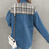 Veste en jean femme - veste oversize avec détail à carreaux tendance