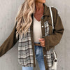 Veste en jean femme - veste oversize avec détail à carreaux tendance