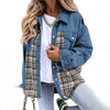 Veste en jean femme - veste oversize avec détail à carreaux tendance