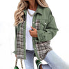 Veste en jean femme - veste oversize avec détail à carreaux tendance