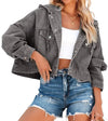 Veste en jean - veste courte chic pour femmes avec capuche