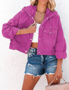 Veste en jean - veste courte chic pour femmes avec capuche