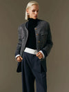 Veste en laine gris femme - manteau tricoté sophistiqué pour toutes les occasions