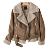 Veste en peau de mouton biker - élégante veste en suédine pour femmes
