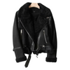 Veste en peau de mouton biker - élégante veste en suédine pour femmes