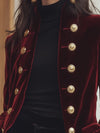 Veste en velours chic - blazer féminin élégant avec accents dorés