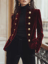 Veste en velours chic - blazer féminin élégant avec accents dorés
