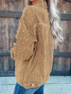 Veste en velours côtelé - élégante veste beige pour femmes avec clous