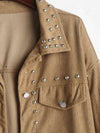 Veste en velours côtelé - élégante veste beige pour femmes avec clous