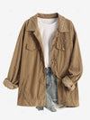 Veste en velours côtelé - élégante veste beige pour femmes avec clous