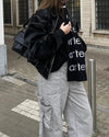 Veste oversize en faux cuir - un pour l'hiver des femmes