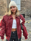 Veste oversize en faux cuir - un pour l'hiver des femmes