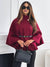 Veste poncho - cape pour femmes en vin rouge chic avec ceinture et manches chauve-souris
