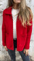 Veste zippée femme - manteau en polaire rouge chaleureux