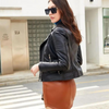 Veste en cuir biker - outerwear chic pour femmes