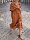 Robe chemise en lin pour femmes - coupe décontractée à manches longues pour des journées d'été casual