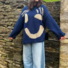Pull en maille oversized en mélange de coton doux avec motif smiley - look décontracté au quotidien